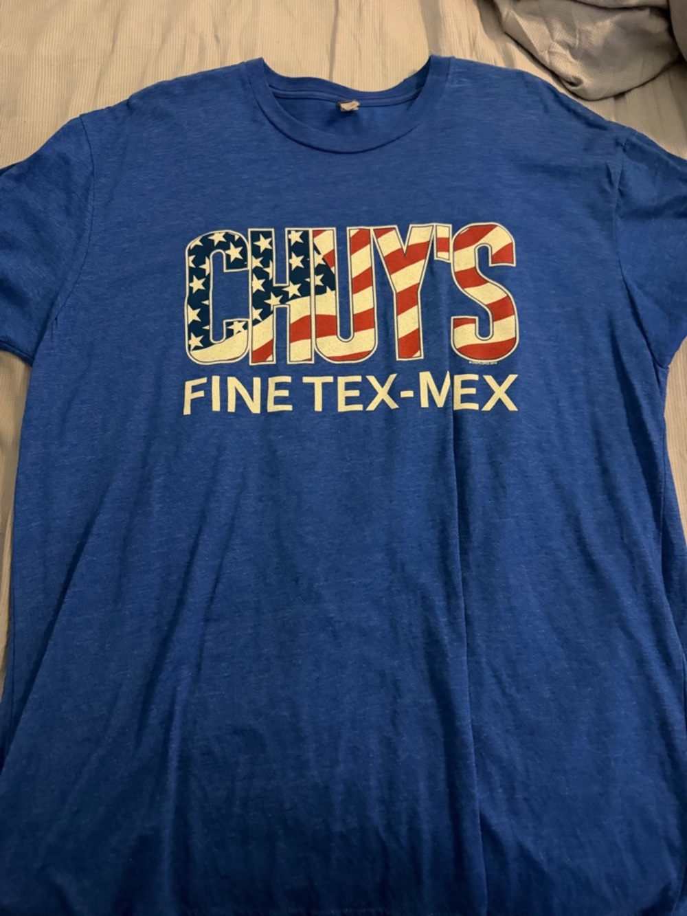 Chuys Tex Mex American Flag T Shirt Size XL Red White Blue